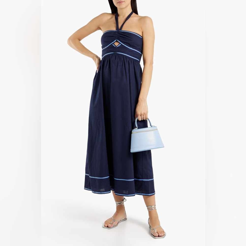Sachin & Babi Reid Cutout Cotton Halterneck Midi Dress Size 12